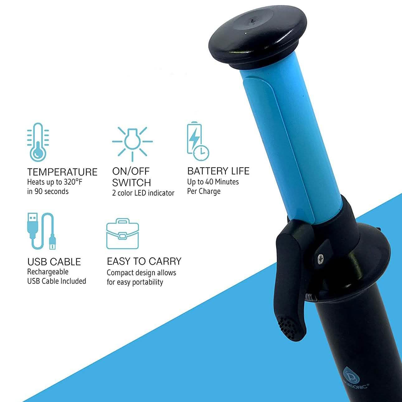 Pursonic Portable Cordless Rechargeable USB Curling Iron Beauty & Personal Care - DailySale