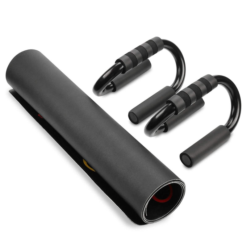Push Up Bars Stand S Shape Fitness Workout Gym Exercise with Push-Up Training Mat Fitness - DailySale