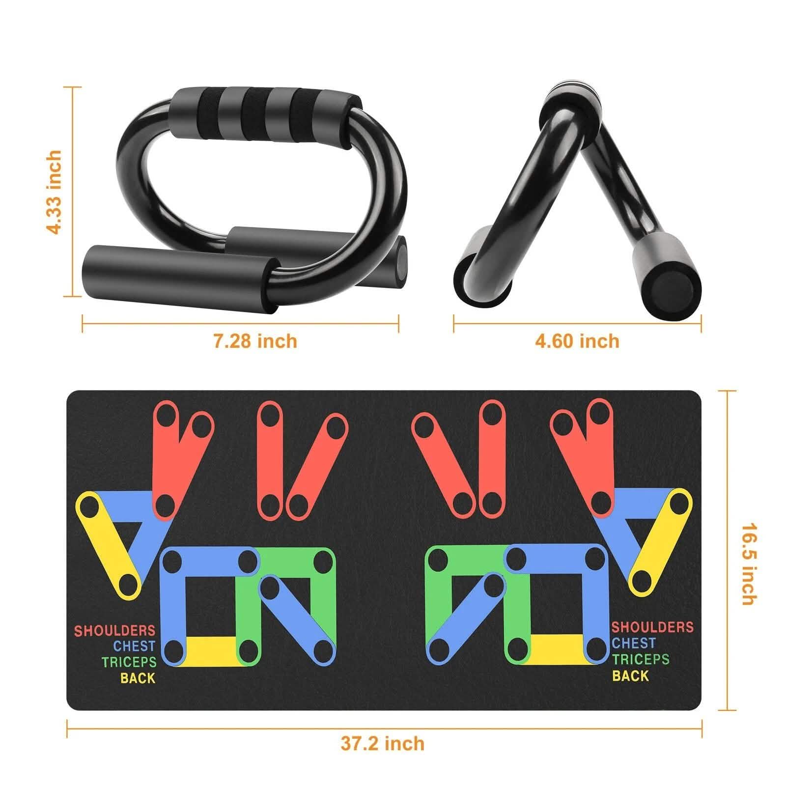 Push Up Bars Stand S Shape Fitness Workout Gym Exercise with Push-Up Training Mat Fitness - DailySale