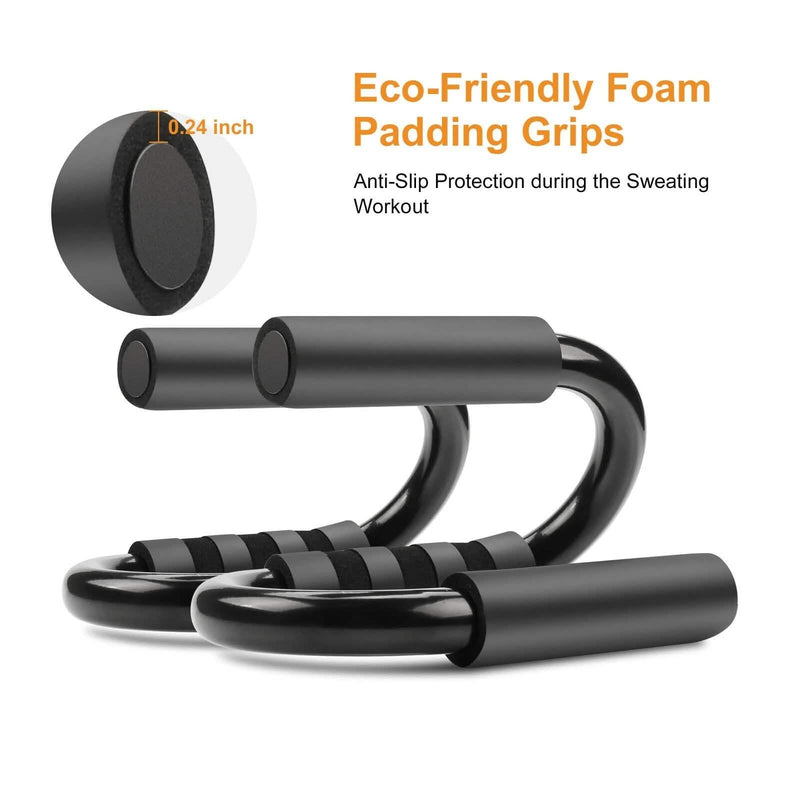 Push Up Bars Stand S Shape Fitness Workout Gym Exercise with Push-Up Training Mat Fitness - DailySale