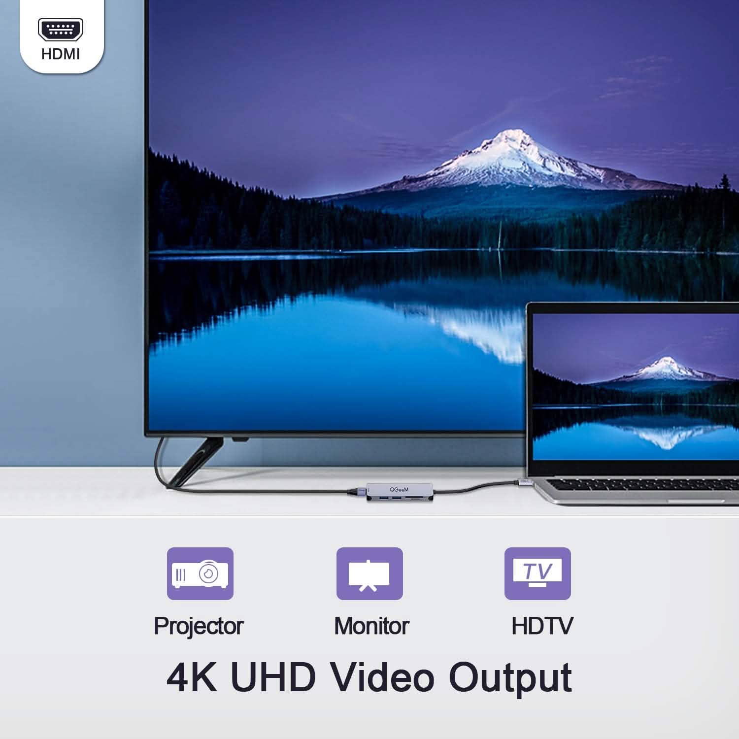 QGeeM 5 -in-1 USB C to HDMI Adapter with 4K HDMI Output Computer Accessories - DailySale