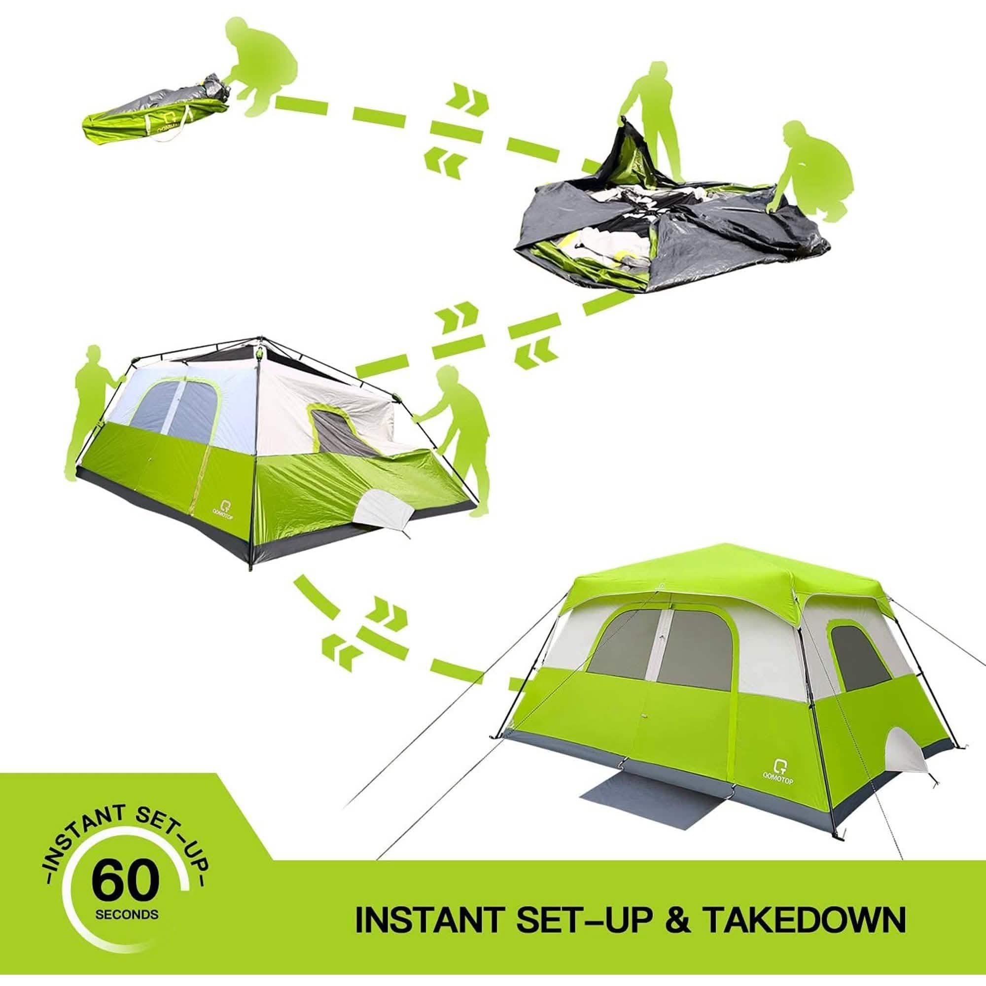 QOMOTOP 8 Person Camping Tent, 60 Seconds Set up Waterproof Tent Sports & Outdoors - DailySale