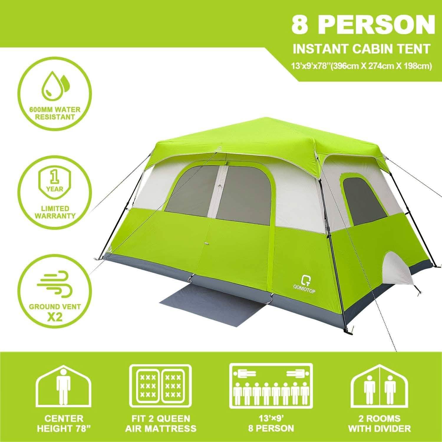 QOMOTOP 8 Person Camping Tent, 60 Seconds Set up Waterproof Tent Sports & Outdoors - DailySale