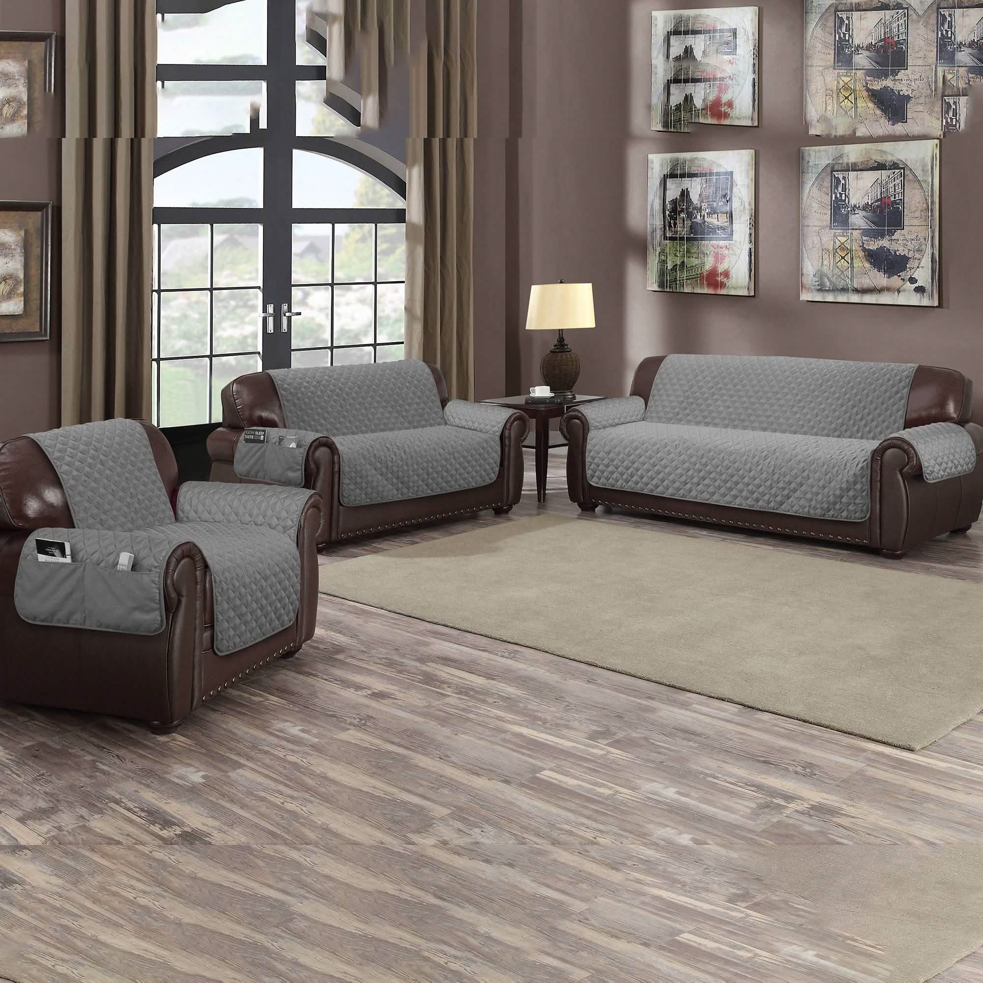 QuickFit Water Resistant Reversible Furniture Protectors with Side Pockets Lighting & Decor Chair Gray - DailySale