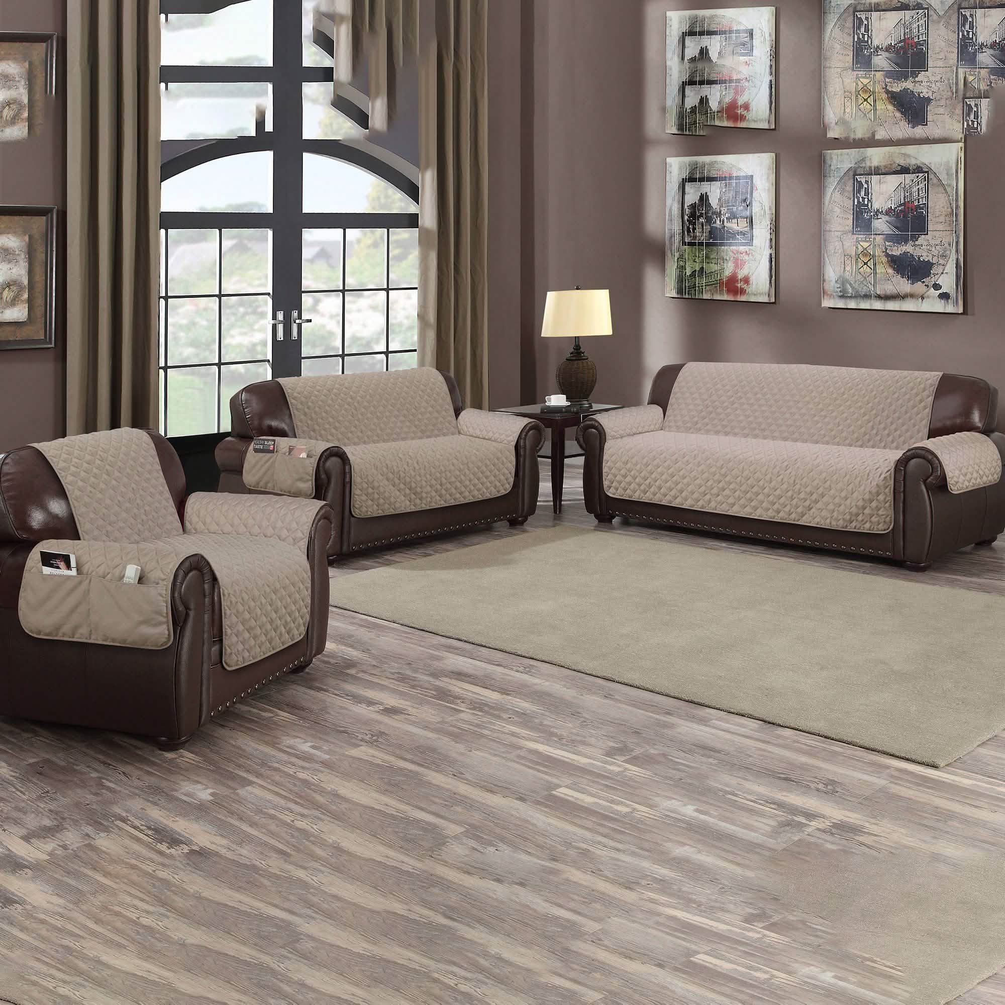 QuickFit Water Resistant Reversible Furniture Protectors with Side Pockets Lighting & Decor Chair Taupe - DailySale