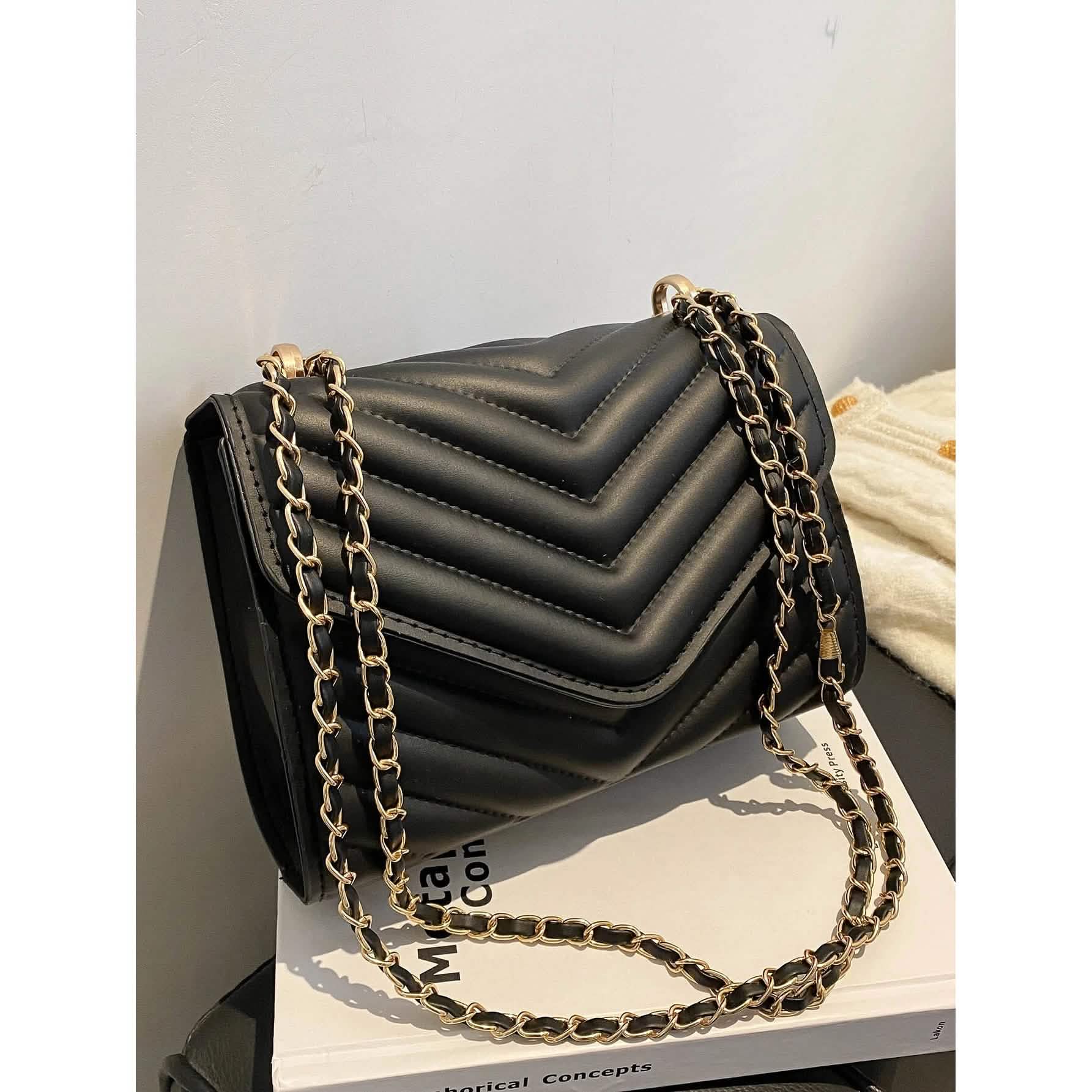 Quilted Pattern Flap Chain Square Bag Bags & Travel - DailySale