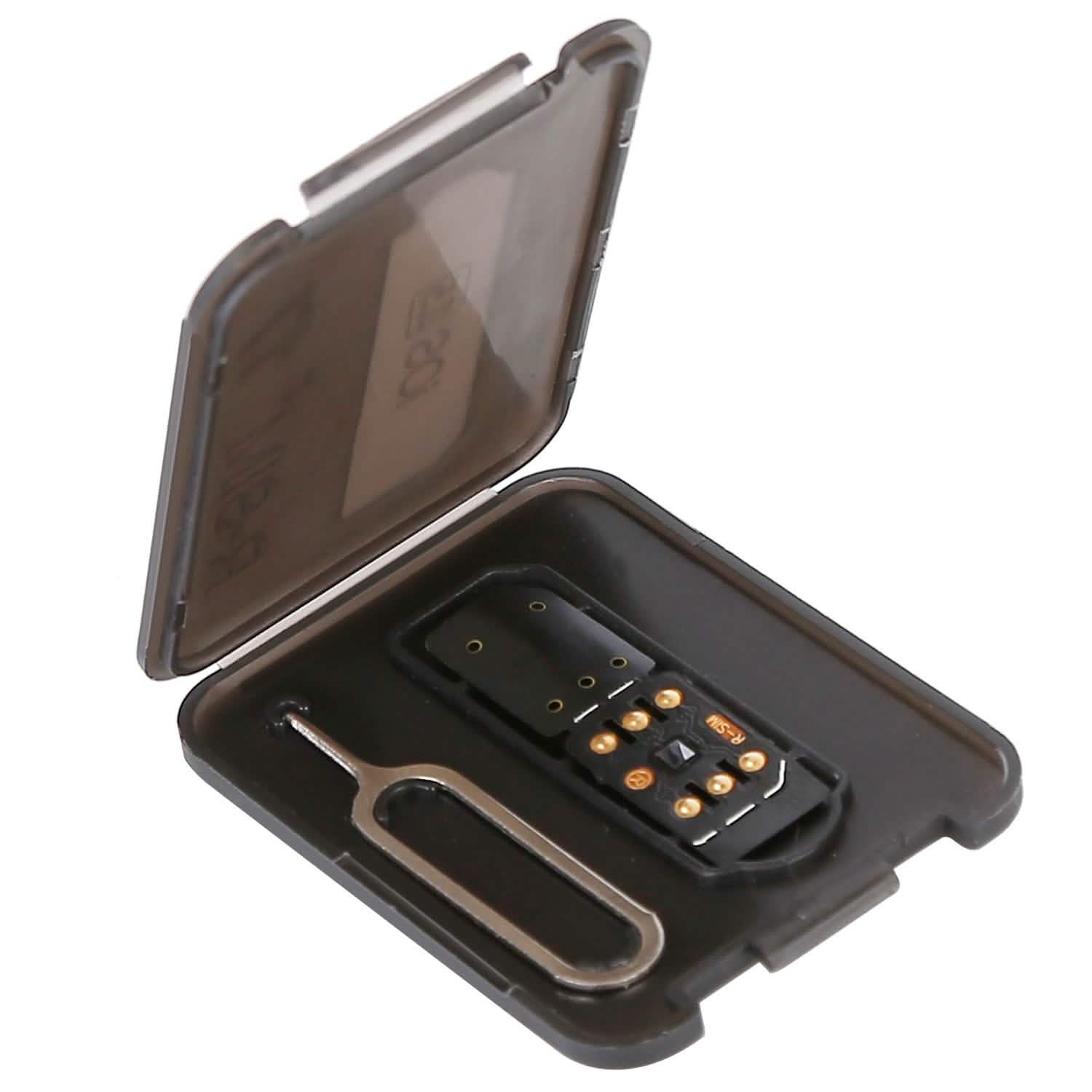 R-SIM17 Nano Unlock RSIM Card shown with it open case, available at Dailysale