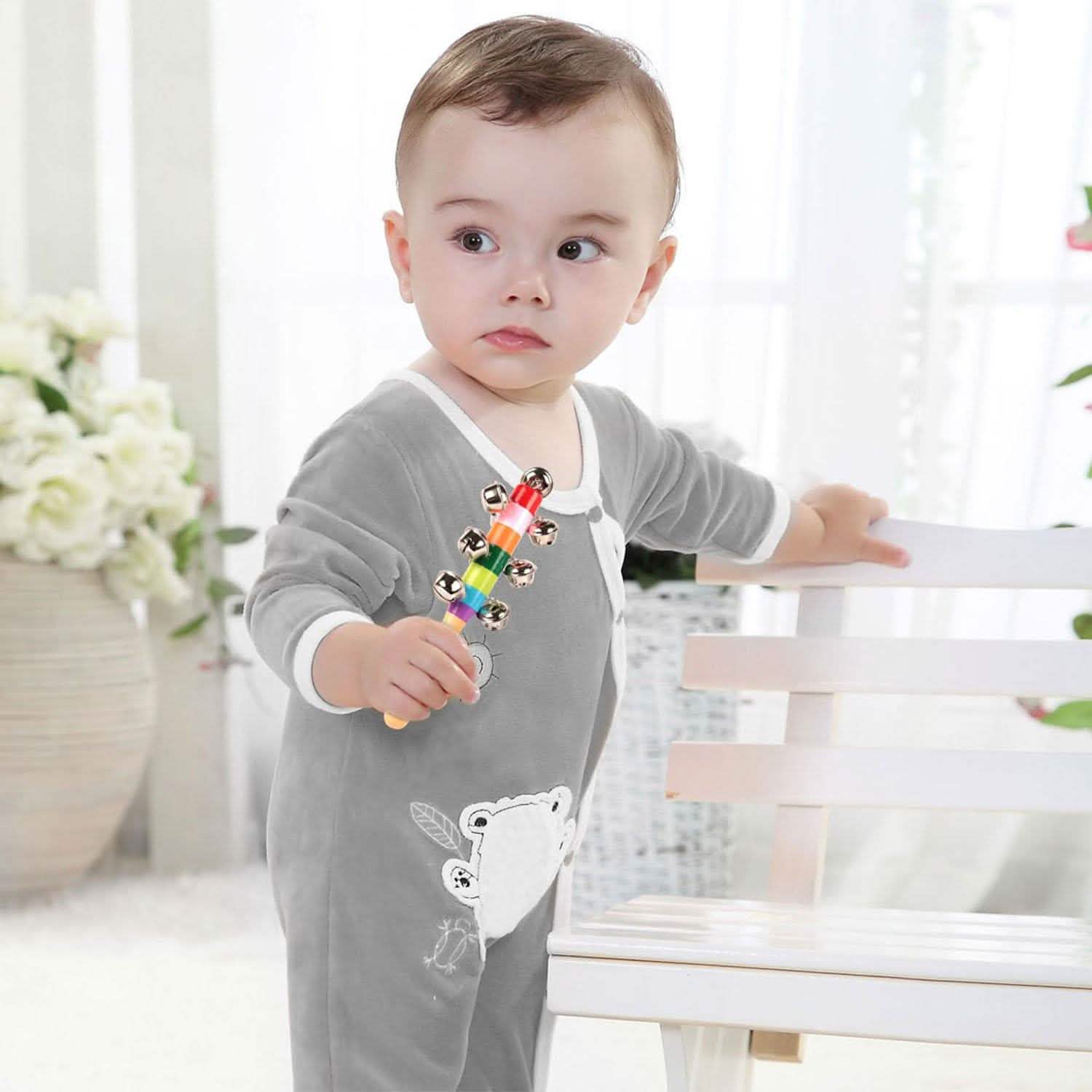 Rainbow Color Wooden Handbell Pram Rattle Baby - DailySale