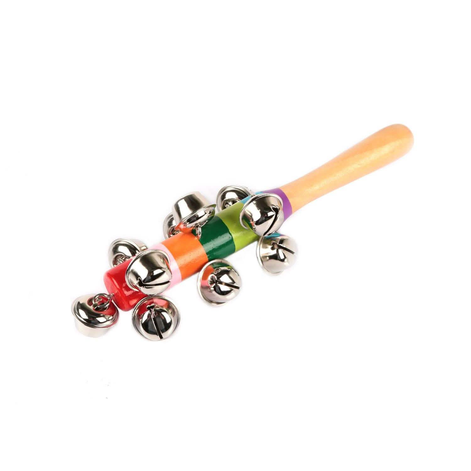 Rainbow Color Wooden Handbell Pram Rattle Baby - DailySale