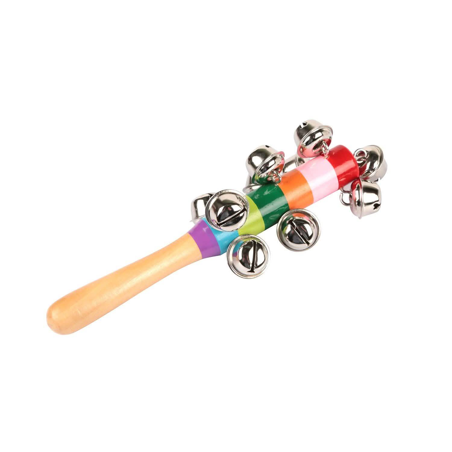 Rainbow Color Wooden Handbell Pram Rattle Baby - DailySale