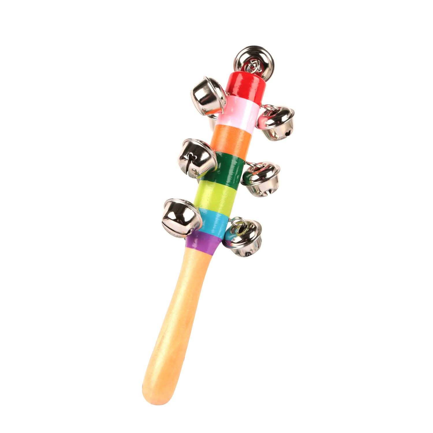 Rainbow Color Wooden Handbell Pram Rattle Baby - DailySale