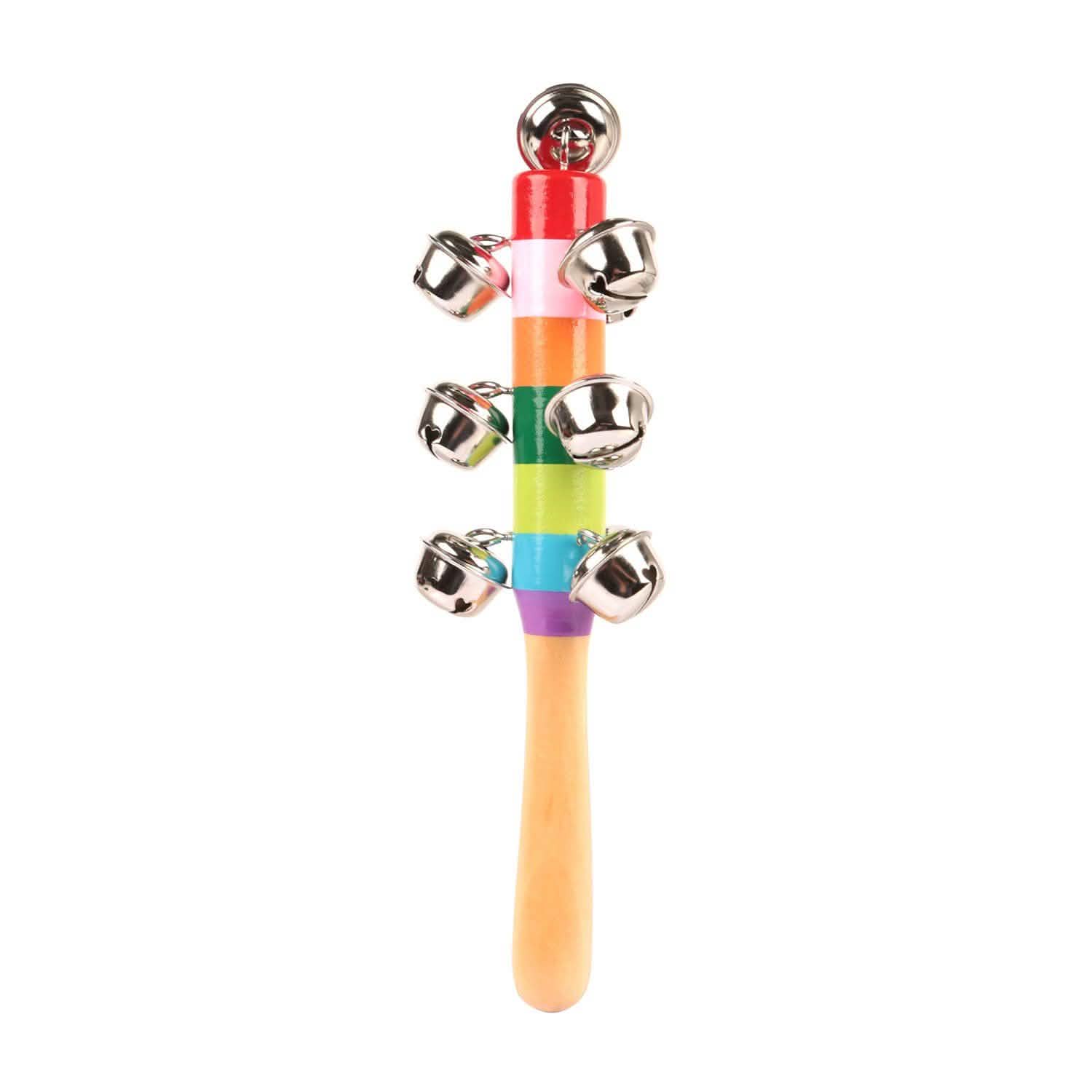 Rainbow Color Wooden Handbell Pram Rattle Baby - DailySale