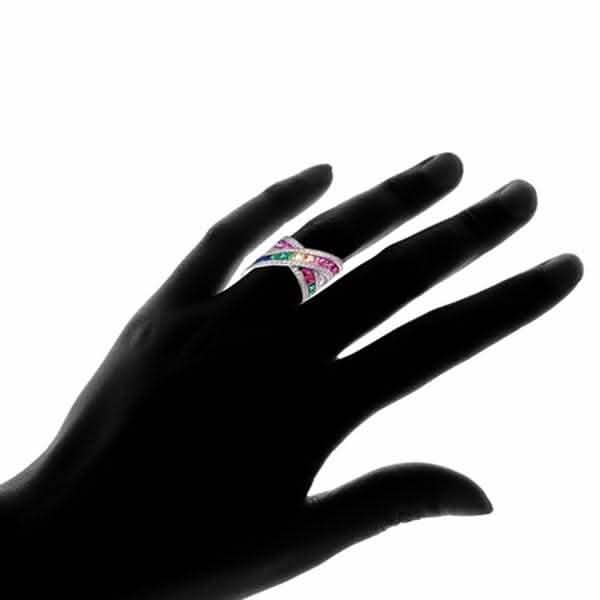 Rainbow Crystal X Ring with Swarovski Elements - Assorted Sizes Jewelry - DailySale