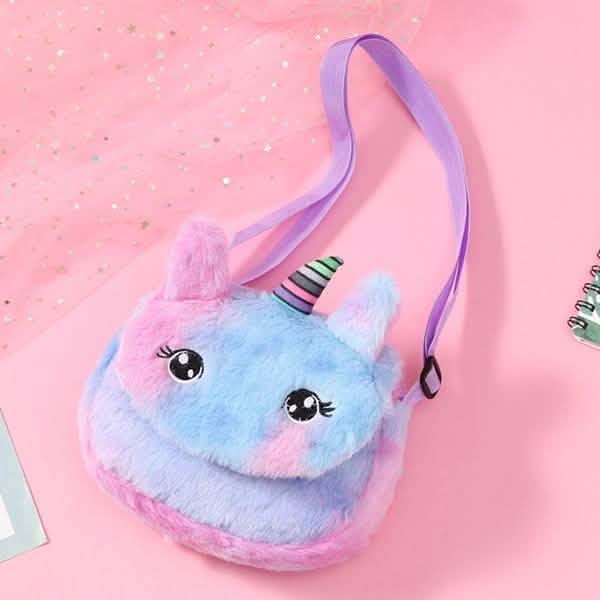 Rainbow Unicorn Plush Shoulder Bag Bags & Travel Light Purple - DailySale