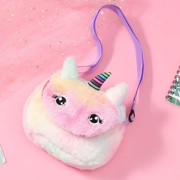 Rainbow Unicorn Plush Shoulder Bag Bags & Travel Pink - DailySale