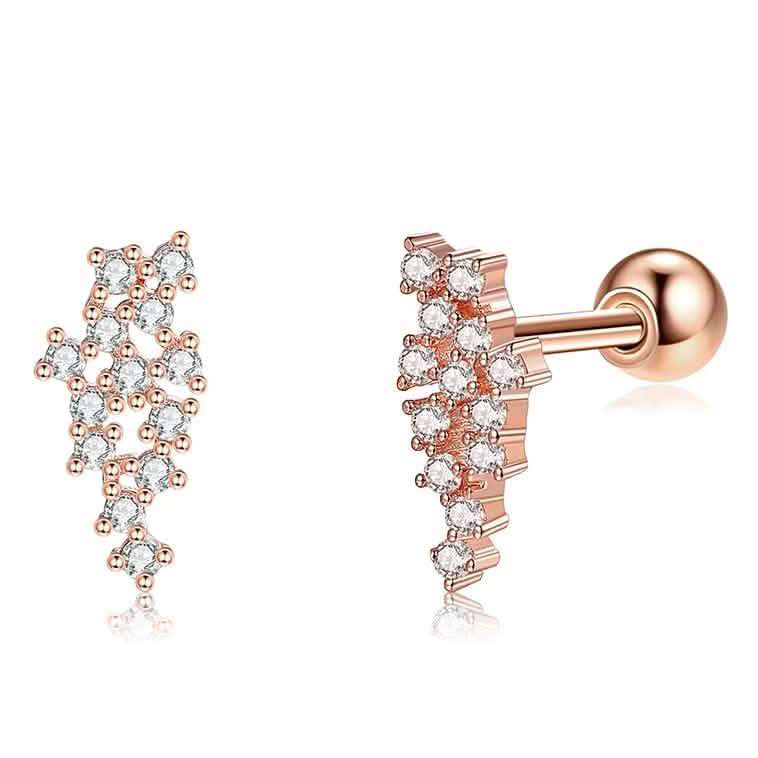 Real Mesh 925 Sterling Silver Stud Earrings Earrings Rose Gold - DailySale