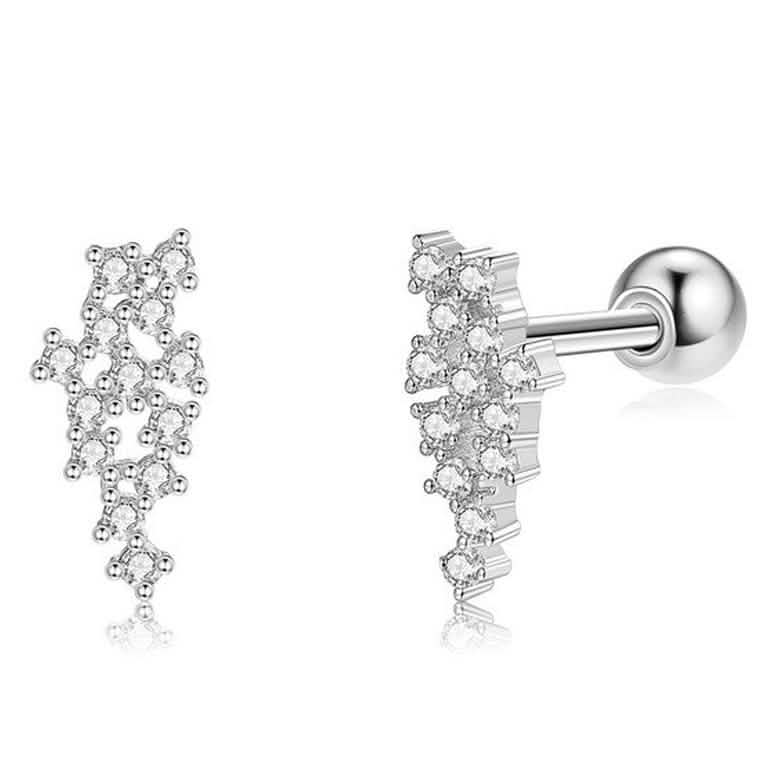 Real Mesh 925 Sterling Silver Stud Earrings Earrings Silver - DailySale