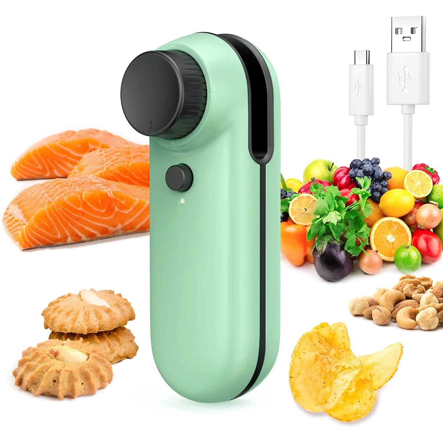 Rechargeable 2-in-1 Bag Mini Heat Sealer Kitchen Tools & Gadgets Green - DailySale