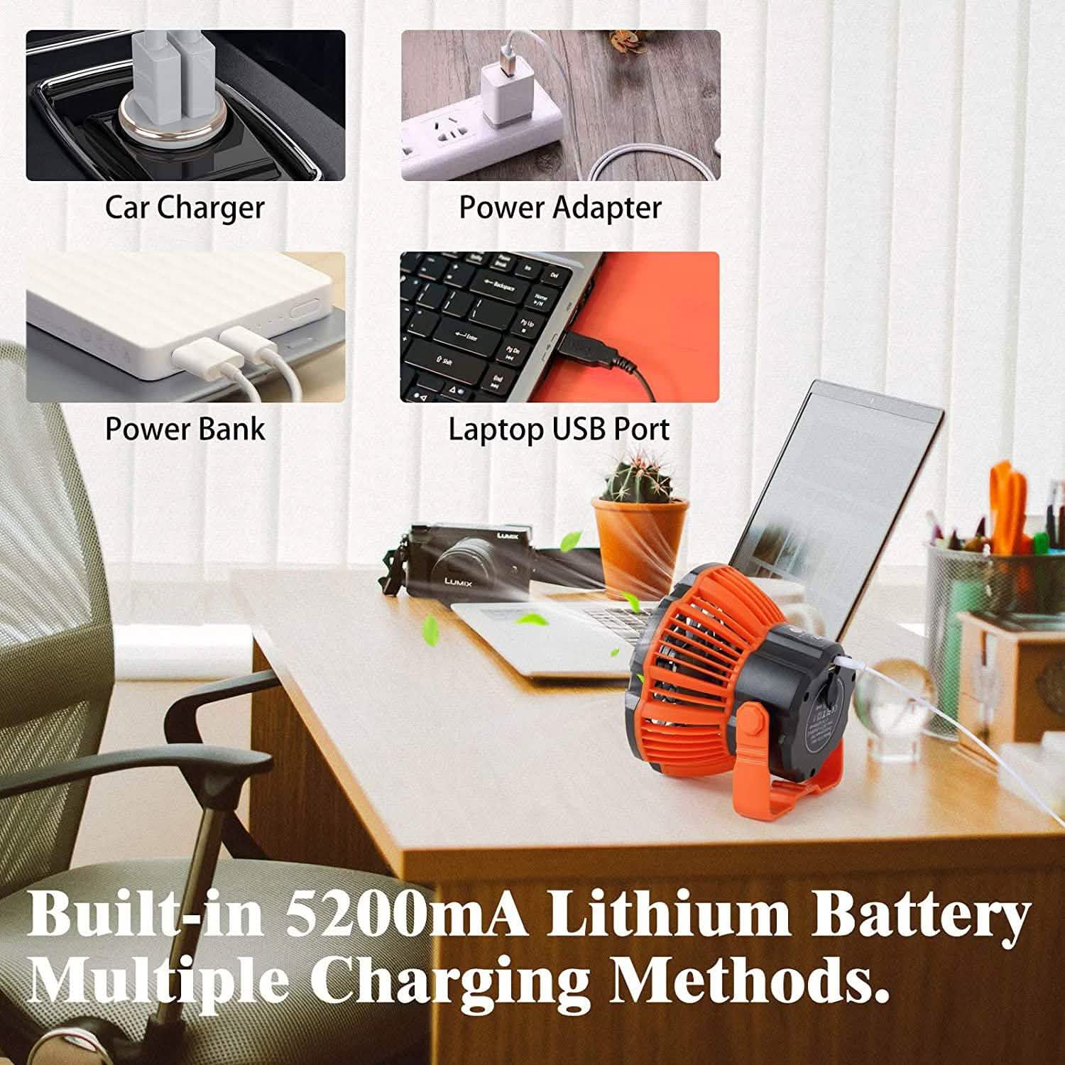 Rechargeable Camping Fan with LED Lantern with IR Remote Sports & Outdoors - DailySale
