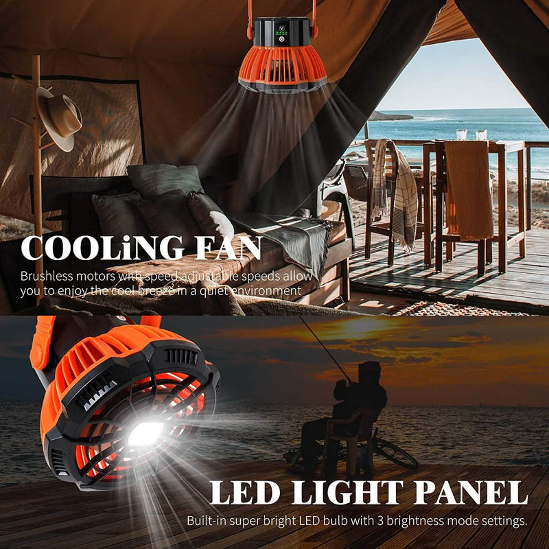 Rechargeable Camping Fan with LED Lantern with IR Remote Sports & Outdoors - DailySale