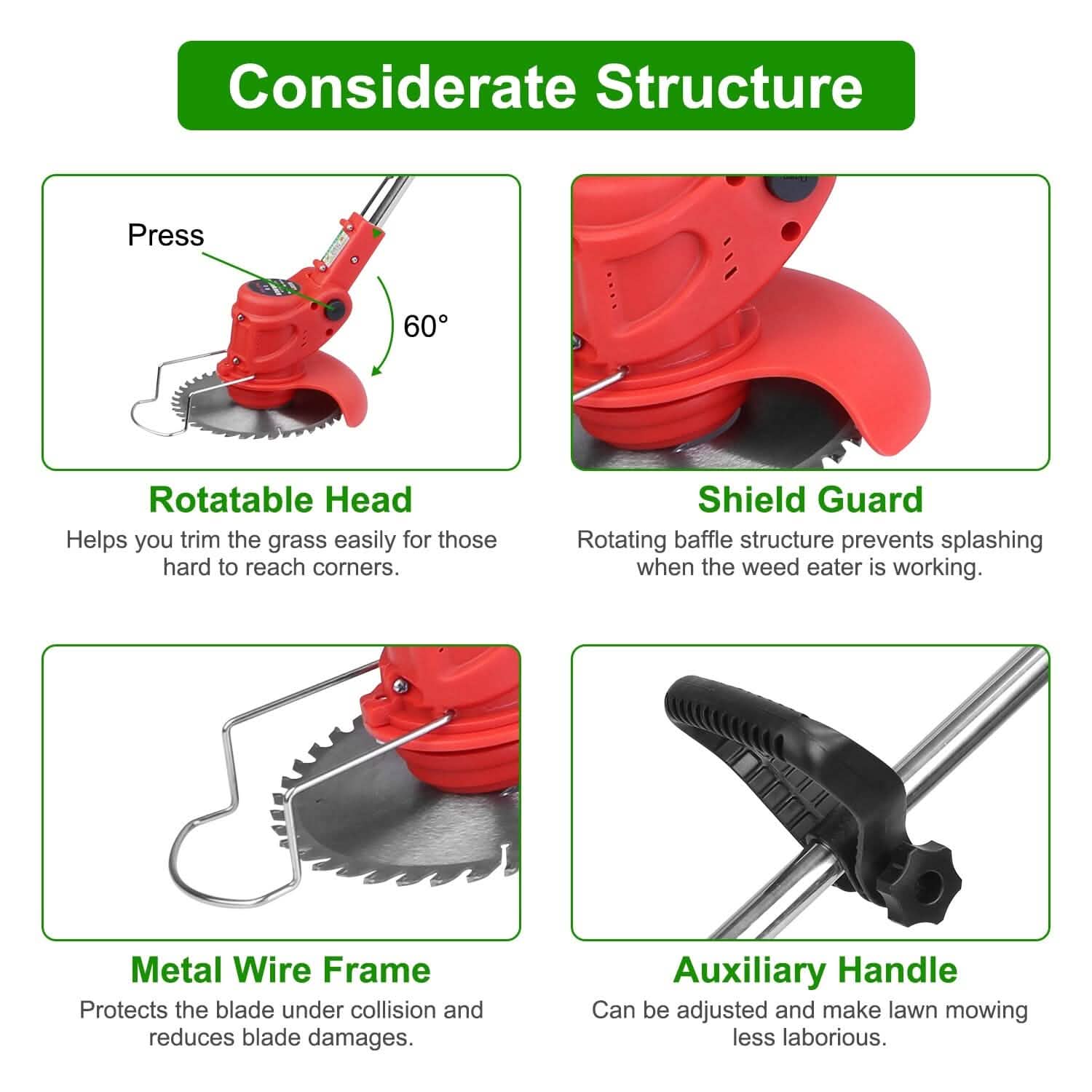 Rechargeable Electric Cordless Grass Trimmer with Alloy Saw Blade Garden & Patio - DailySale