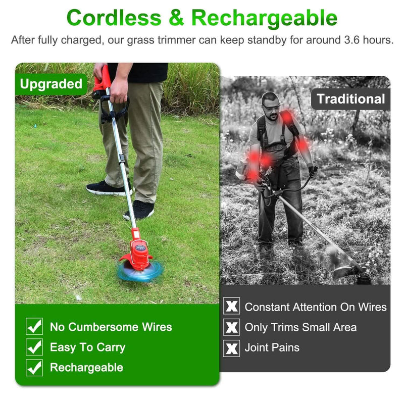Rechargeable Electric Cordless Grass Trimmer with Alloy Saw Blade Garden & Patio - DailySale