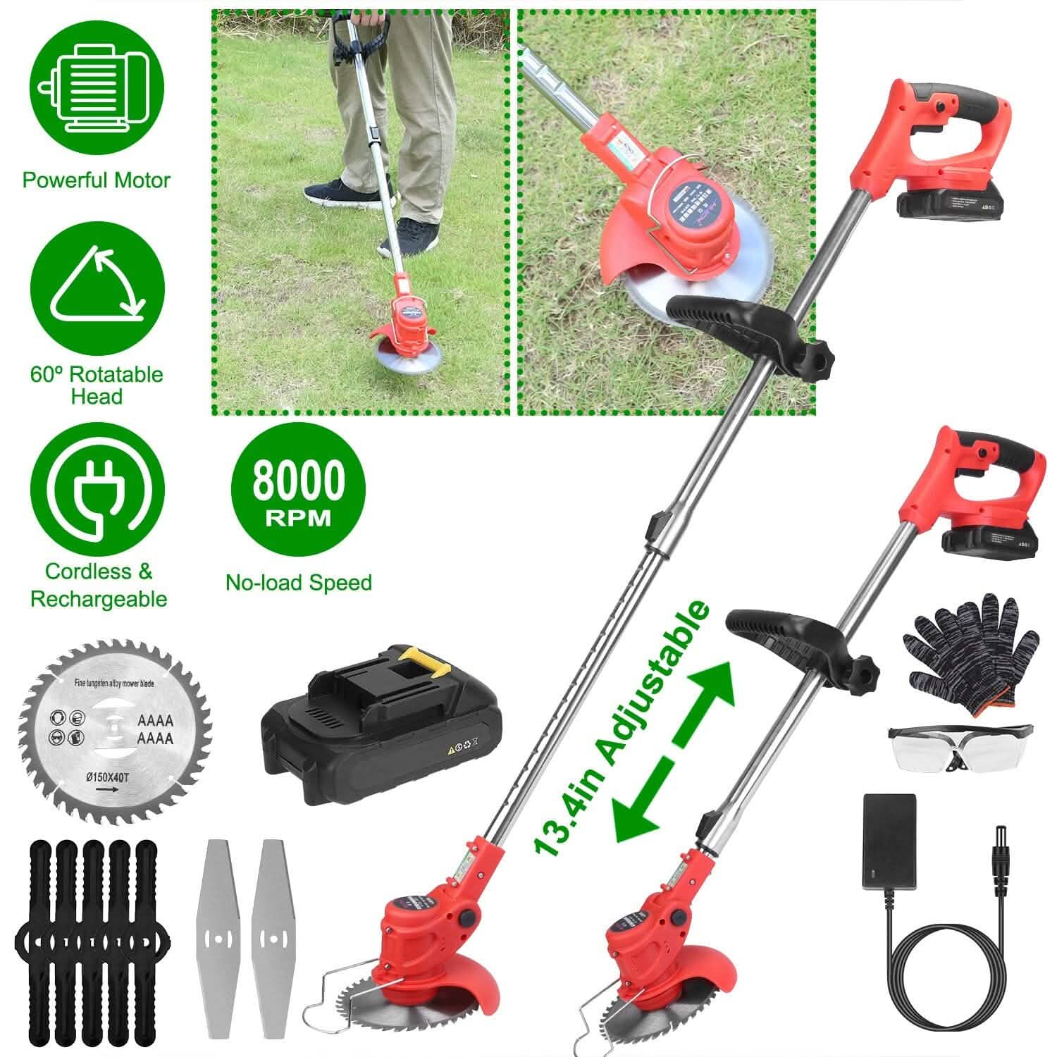 Rechargeable Electric Cordless Grass Trimmer with Alloy Saw Blade Garden & Patio - DailySale