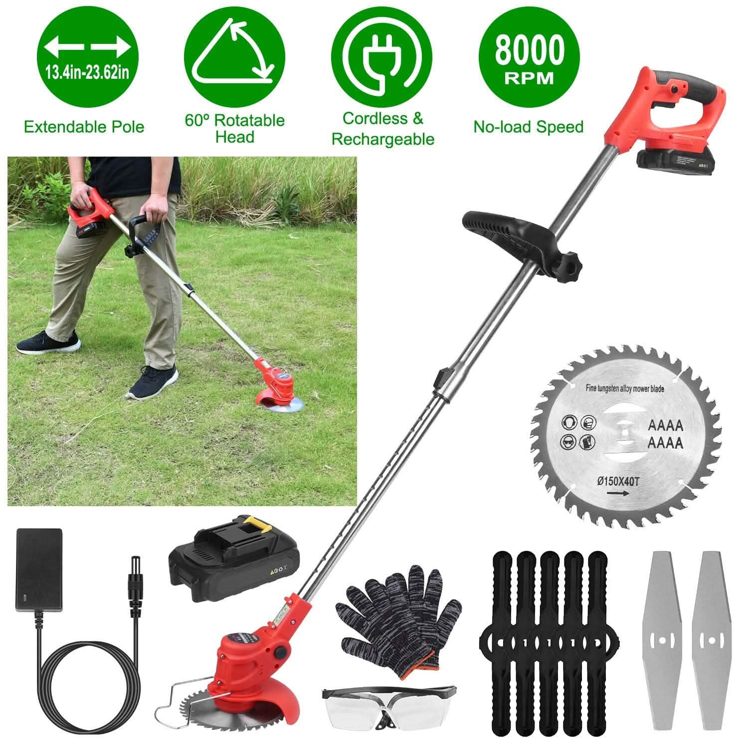 Rechargeable Electric Cordless Grass Trimmer with Alloy Saw Blade Garden & Patio - DailySale