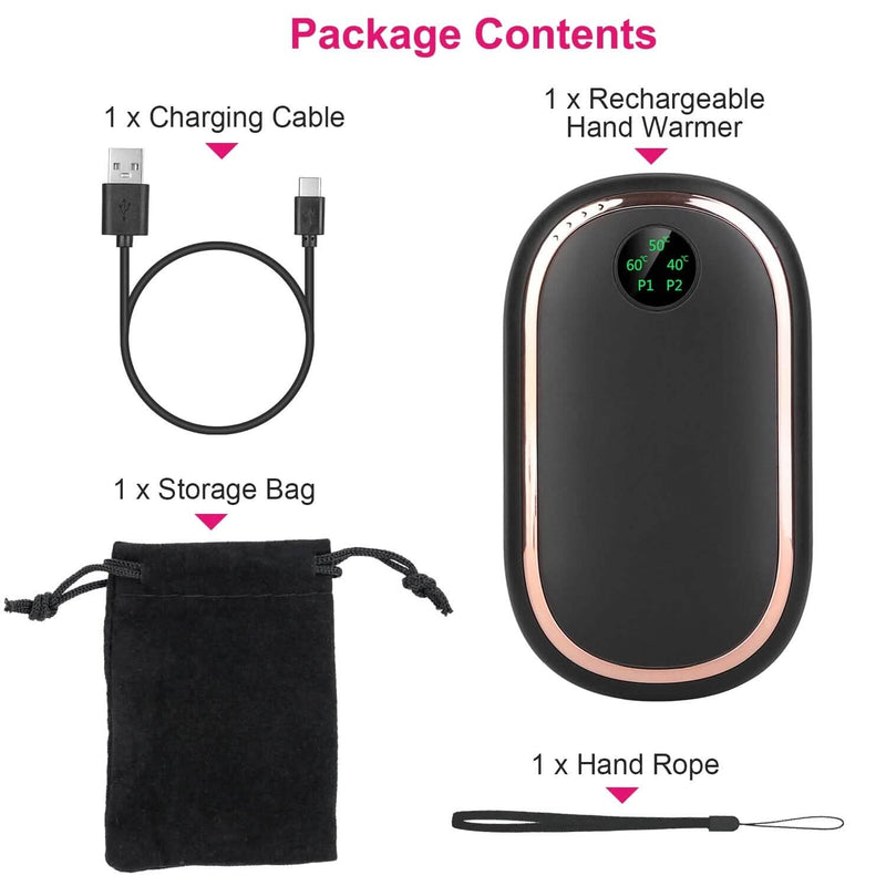 Rechargeable Hand Heater Pocket Warmer Power Bank with Digital Display Mobile Accessories - DailySale