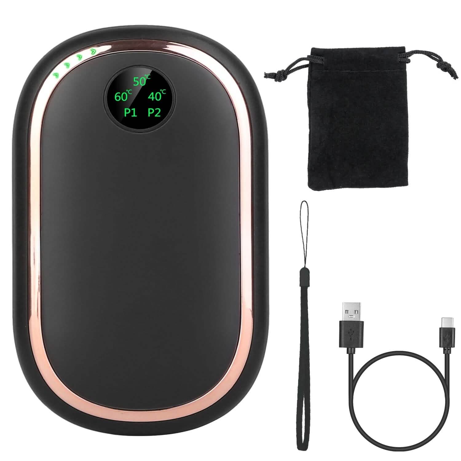Rechargeable Hand Heater Pocket Warmer Power Bank with Digital Display Mobile Accessories - DailySale