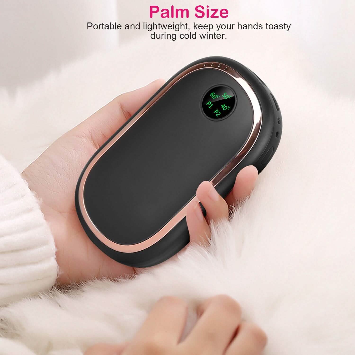 Rechargeable Hand Heater Pocket Warmer Power Bank with Digital Display Mobile Accessories - DailySale