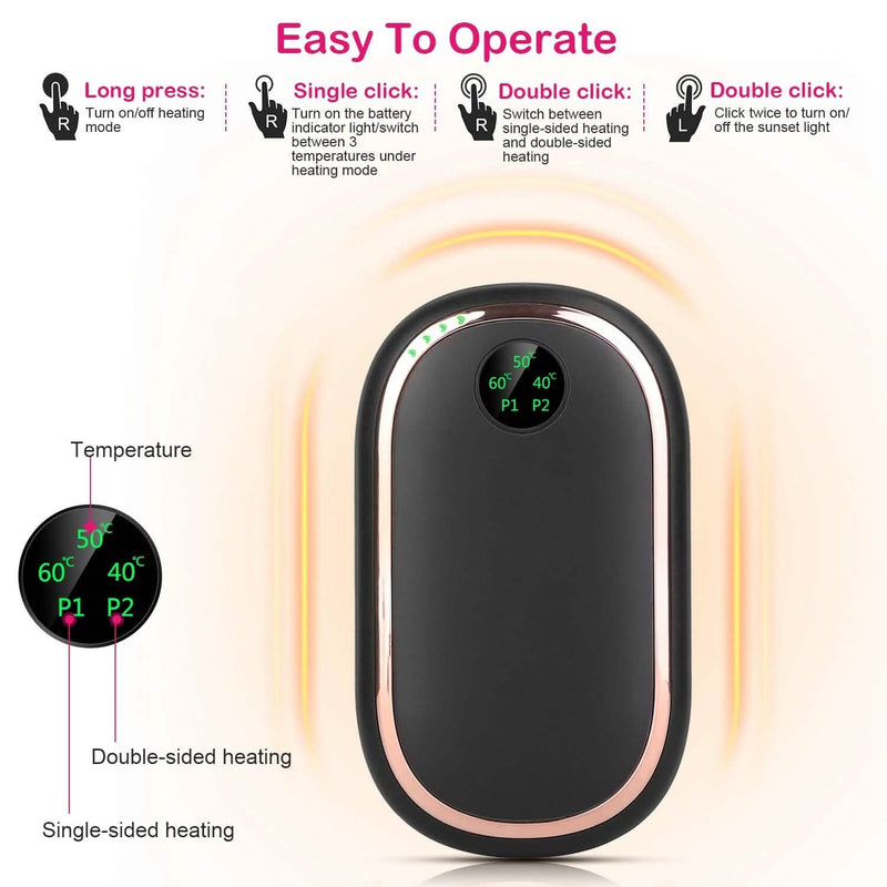 Rechargeable Hand Heater Pocket Warmer Power Bank with Digital Display Mobile Accessories - DailySale