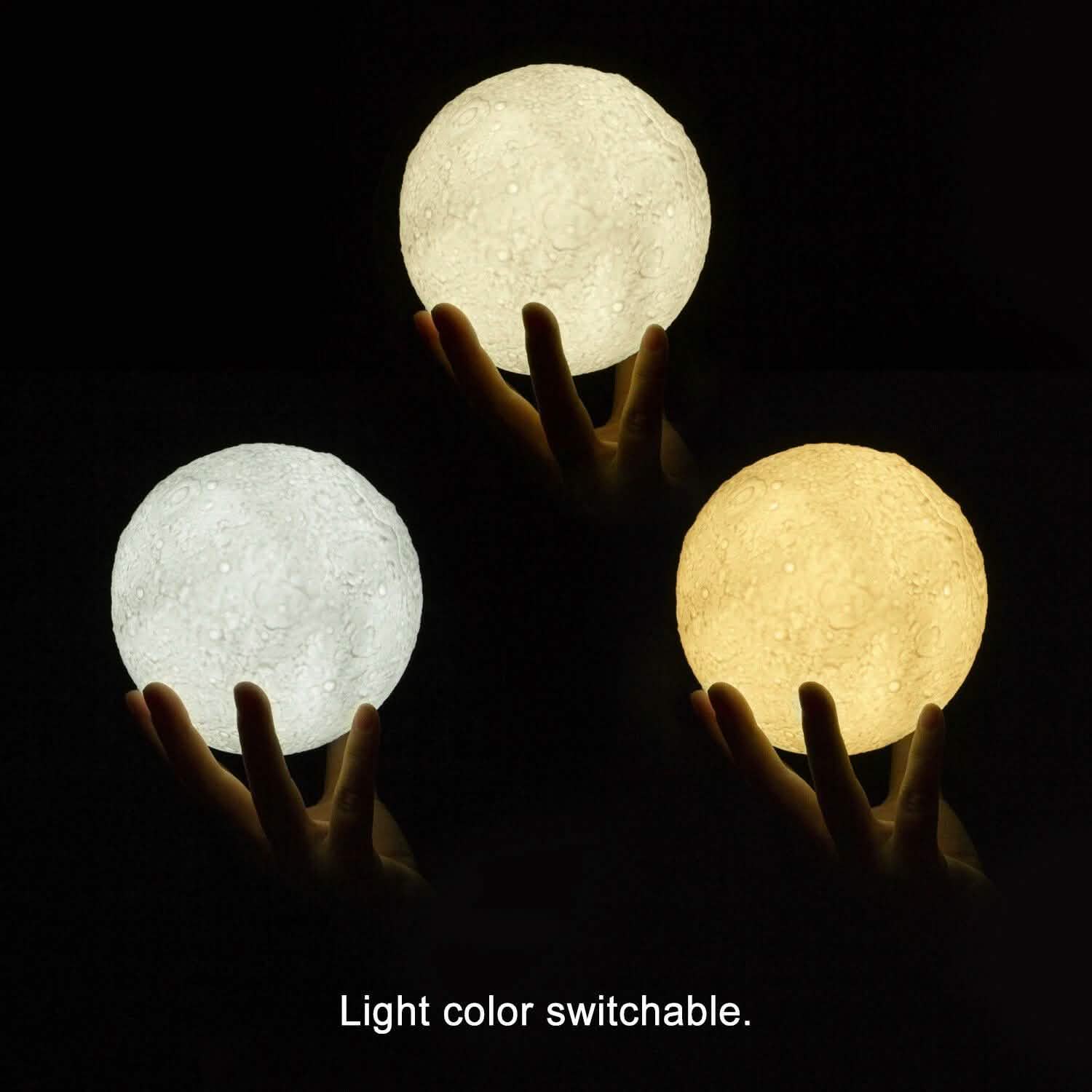 Rechargeable Moon Lamp Night Light Kids Dimmable LED Touch Changing Light Lighting & Decor - DailySale