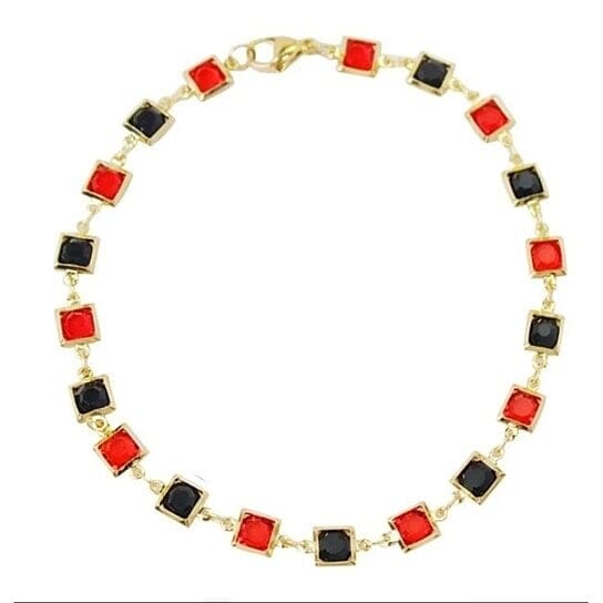 Red And Crystal Square Ankle Bracelet Bracelets - DailySale