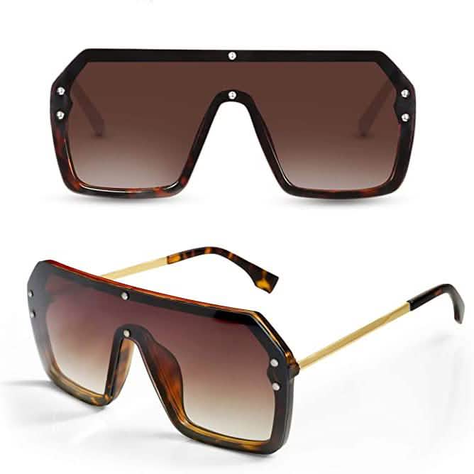 Retro Oversized Shield Square Sunglasses Sports & Outdoors - DailySale