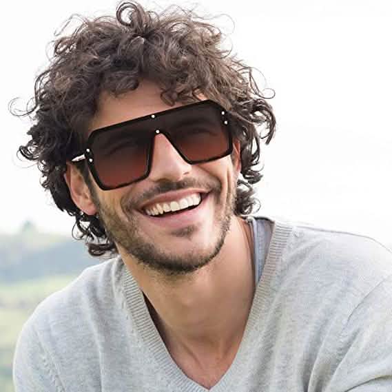 Retro Oversized Shield Square Sunglasses Sports & Outdoors - DailySale