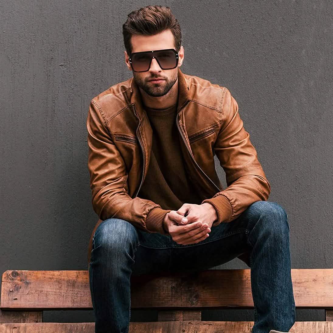 Retro Oversized Shield Square Sunglasses Sports & Outdoors - DailySale