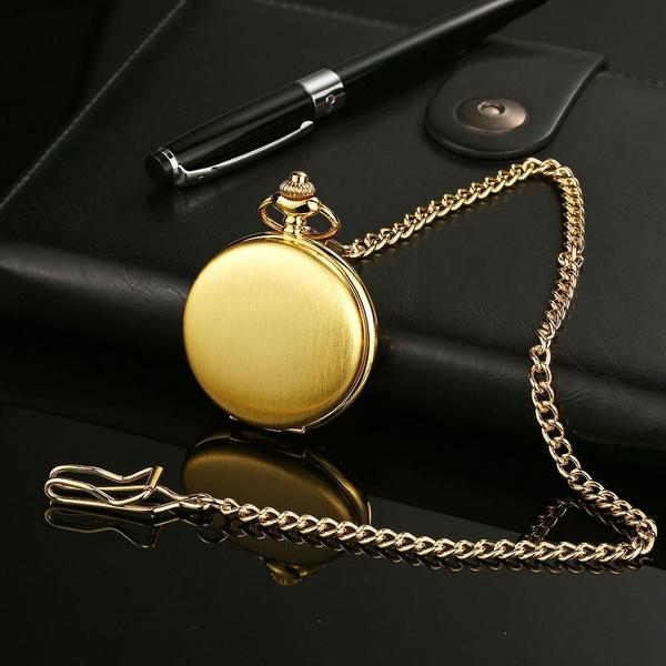 Retro Smooth Men Pocket Watch with Chain