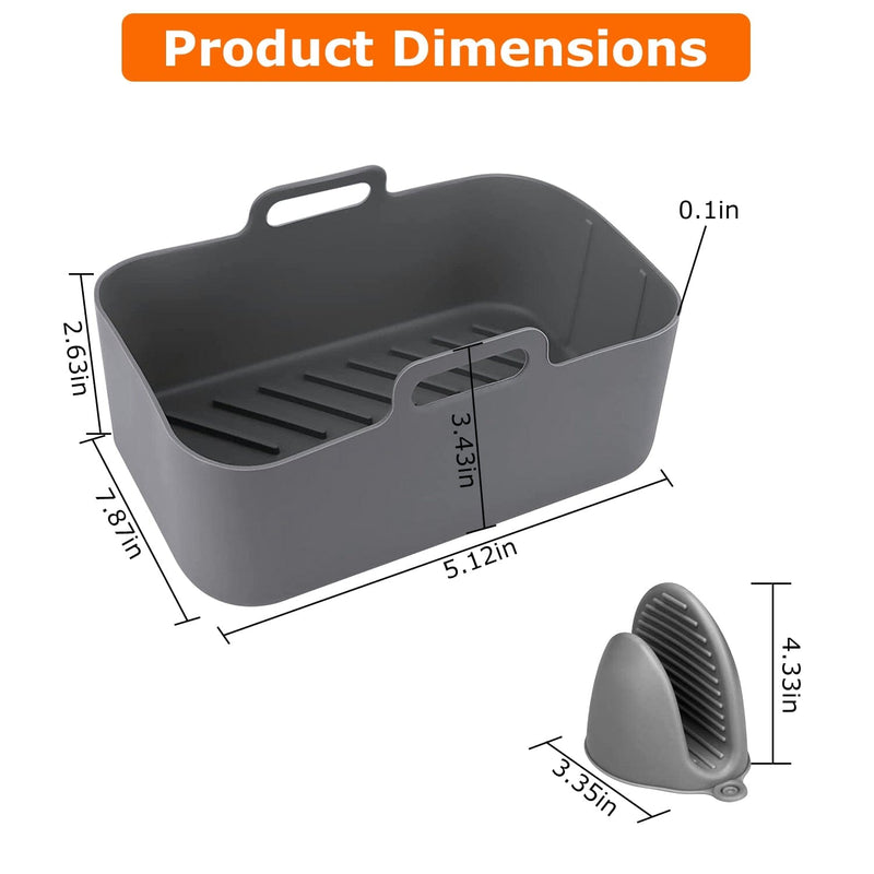 Reusable Air Fryer Silicone Pot Rectangle Replacement of Parchment Liners 6-8 Quart Kitchen Tools & Gadgets - DailySale