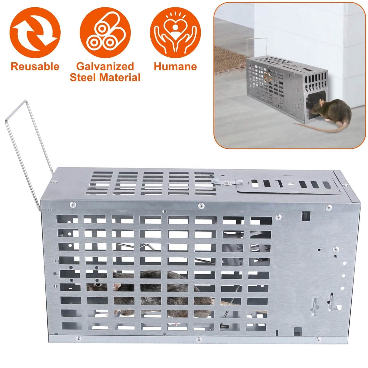 Reusable Metal Rat Cage Catch Release Continuous Capture Pest Control - DailySale