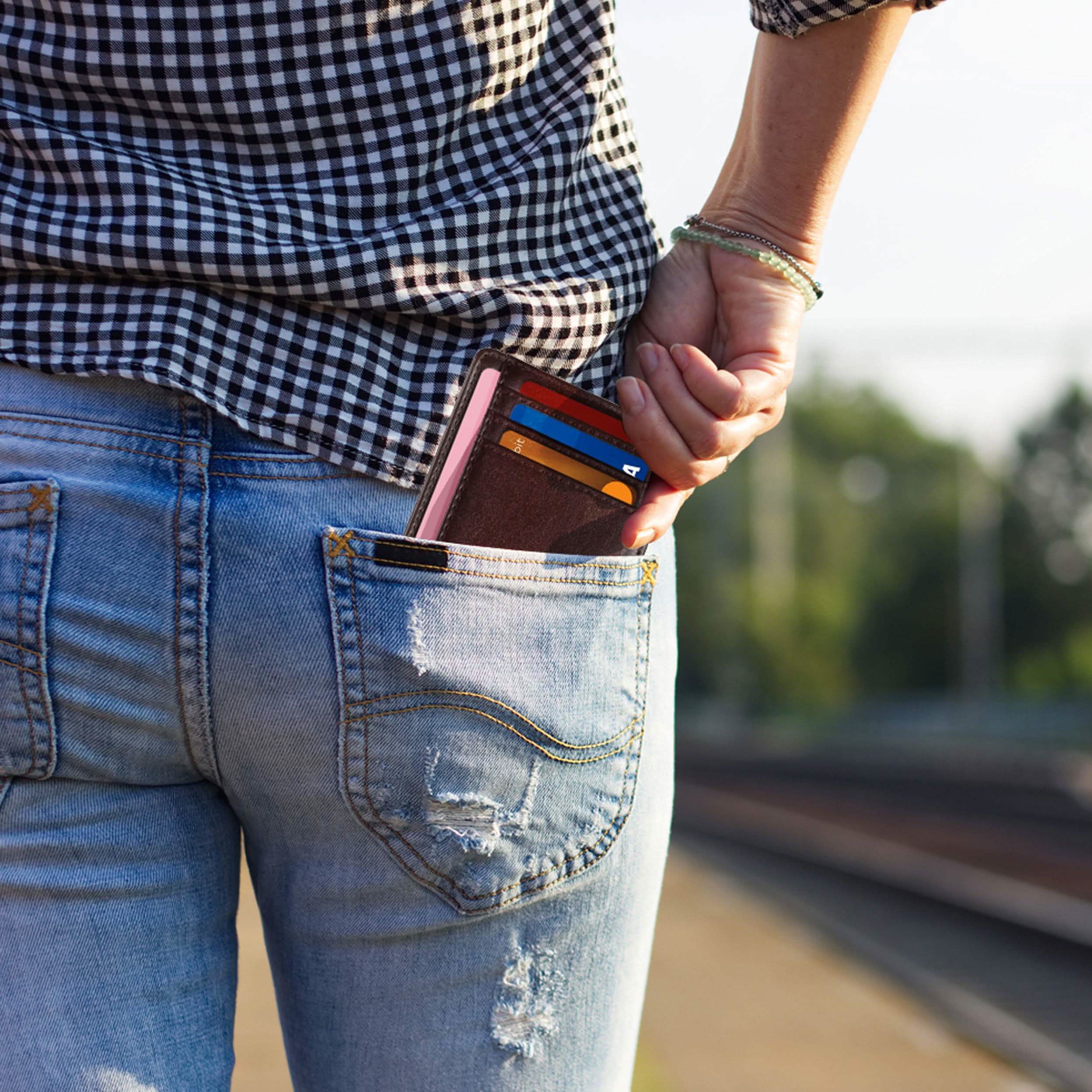 RFID Blocking Minimalist Front Pocket Slim Leather Wallet For Men Women Bags & Travel - DailySale