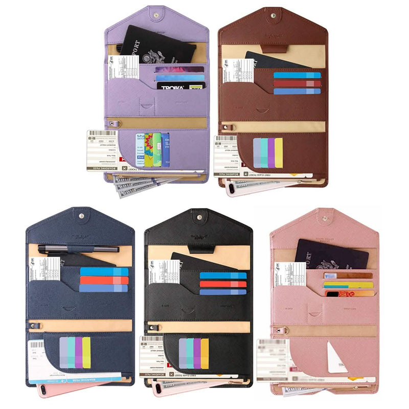 RFID Blocking Travel Passport Organizer Holder Wallet With CDC Vaccination Card Slot Protector Bags & Travel - DailySale