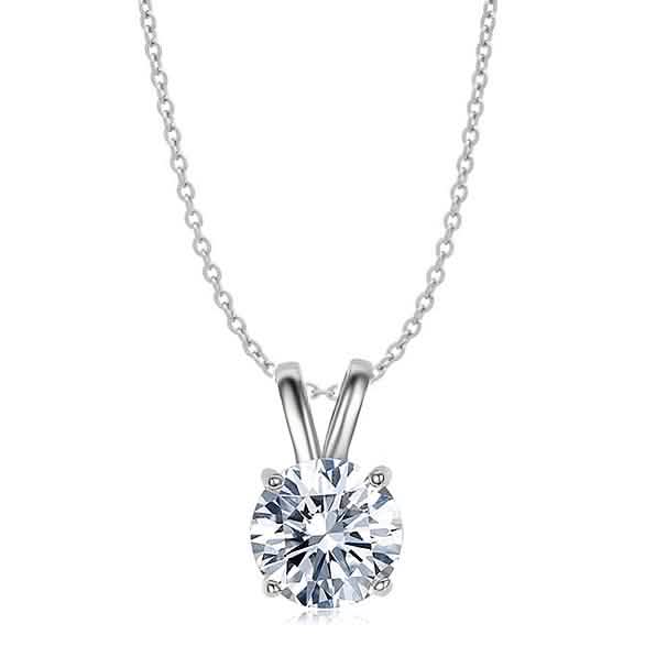 Rhodium Plated Round Cut Crystal Pendant Necklace Necklaces - DailySale