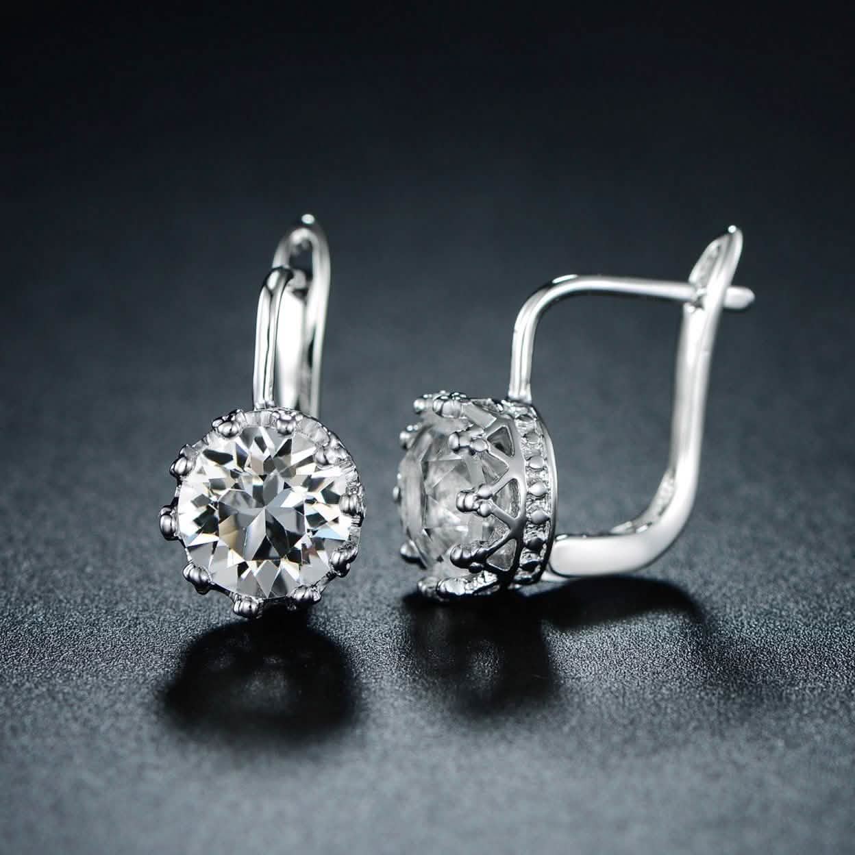 Rhodium Swarovski Elements Huggie-Hoop Earring Jewelry - DailySale