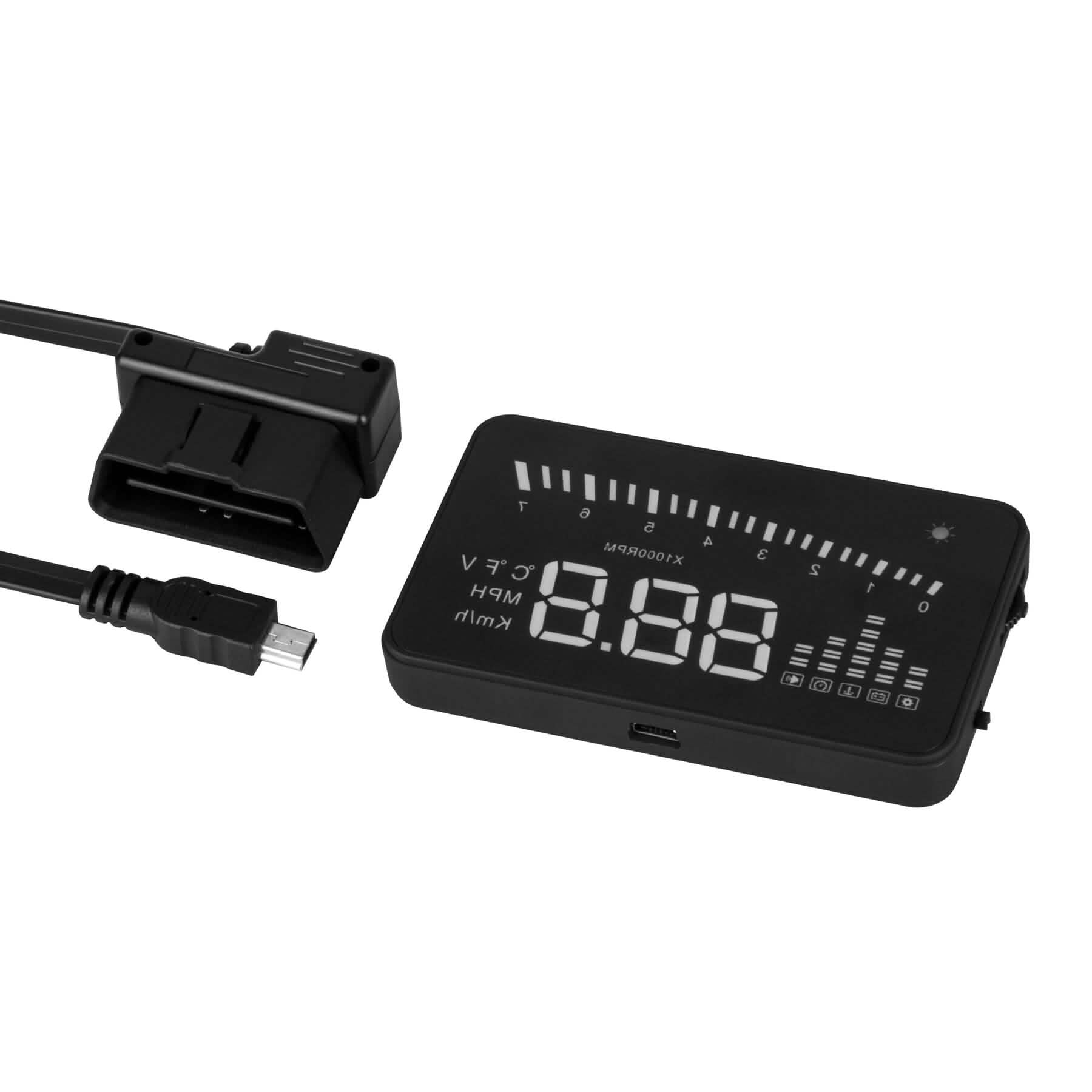 RoadProof® 3.5-Inch Heads-up Display shown with all accesories