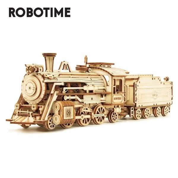 Robotime 308pcs DIY Movable 3D Prime Steam Train Wooden Puzzle Model Toy Toys & Games - DailySale
