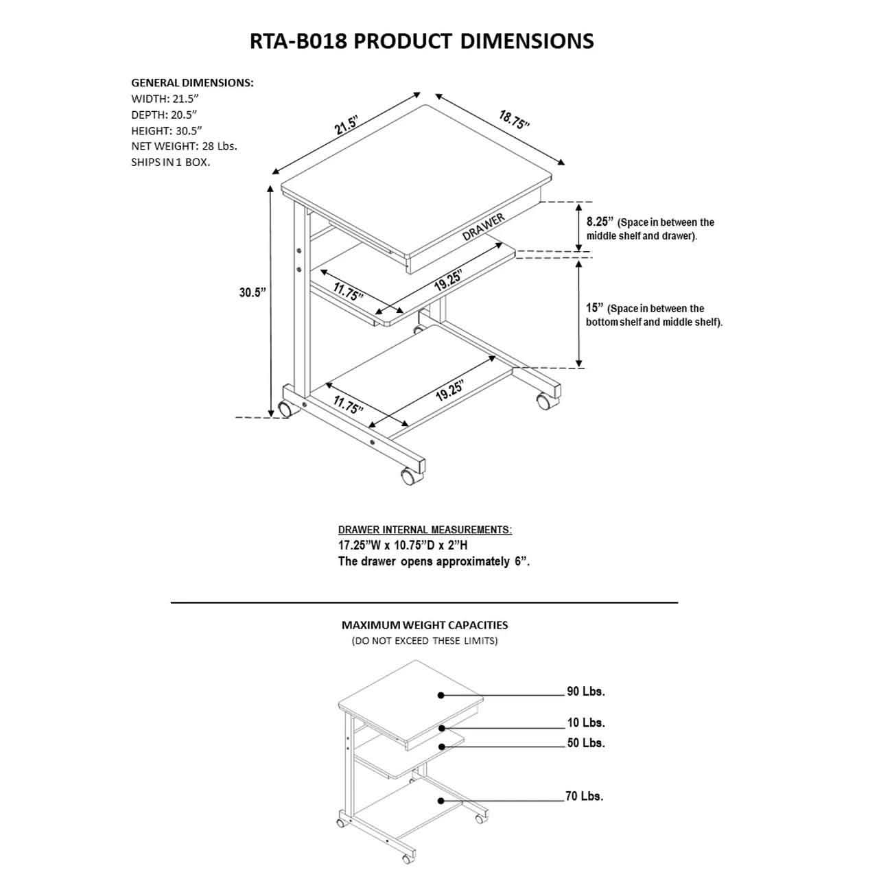 Rolling Laptop Cart with Storage Everything Else - DailySale
