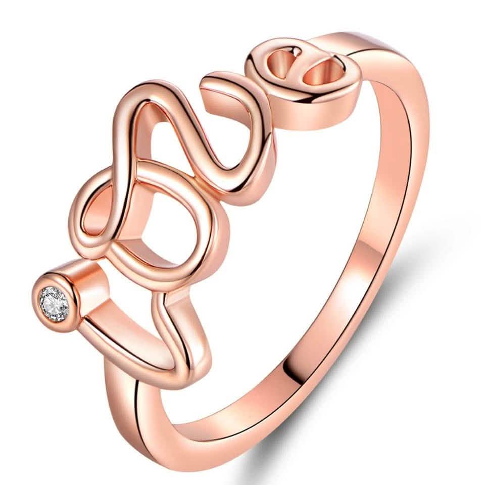 Rose Gold Plated Cubic Zirconia Love Ring - Assorted Sizes Jewelry 5 - DailySale