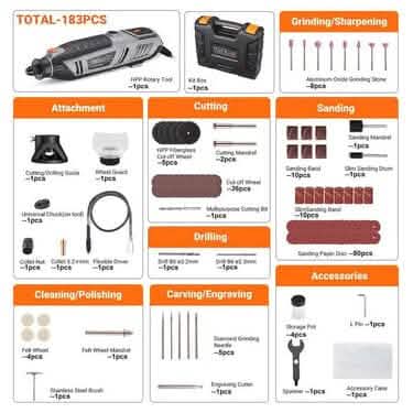Rotary Tool 1.8 Amp Power with MultiPro Keyless and 170 Accessories - RTD36AC Household Appliances - DailySale