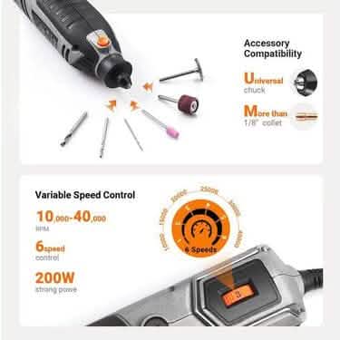 Rotary Tool 1.8 Amp Power with MultiPro Keyless and 170 Accessories - RTD36AC Household Appliances - DailySale